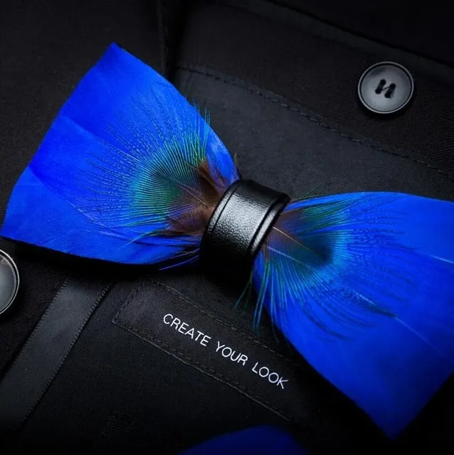 Men's Luxury Bowtie With Box Fashion Peacock Feather Bow Ties For Men