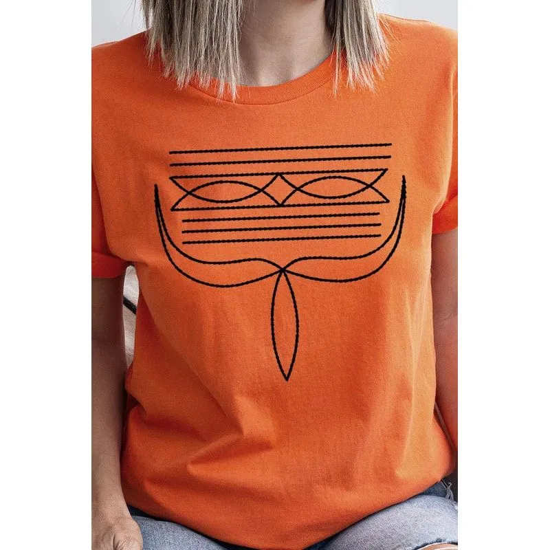 Western Boot Stitch Graphic T Shirts